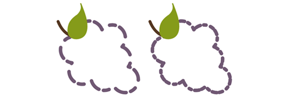 SVG grapes with dashed outline