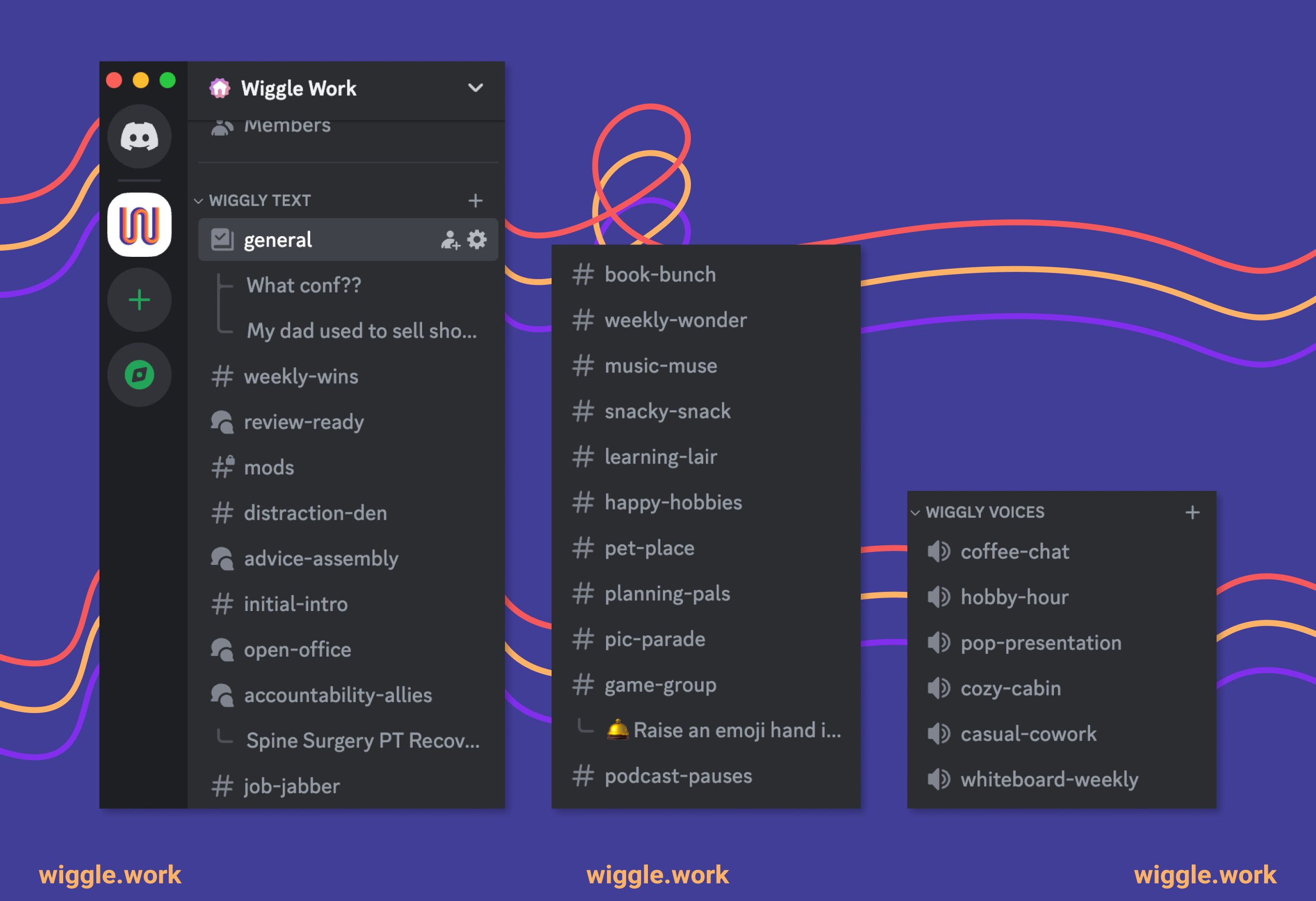 Wiggle Work Discord channel list screenshot