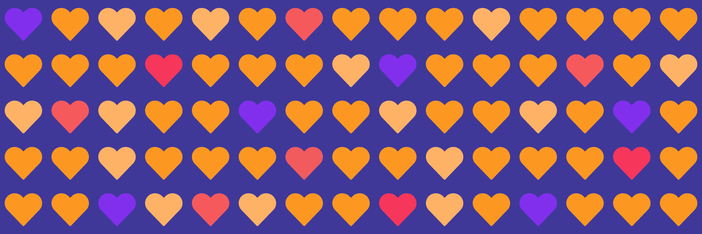 Heart emoji pattern on dark background